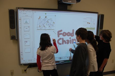 Picture of students using whiteboard